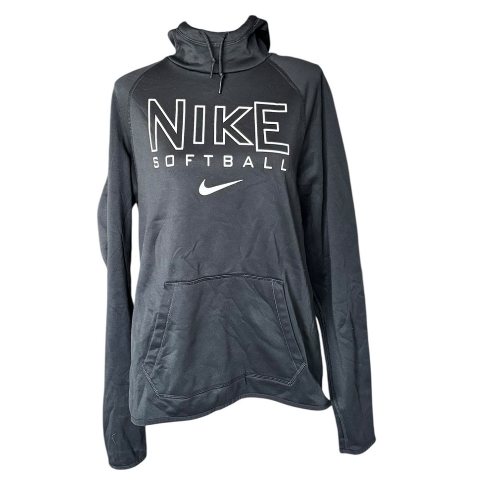 Nike Softball Therma-Fit Hoodie Women’s M Black Athletic Pullover Thumbholes X29